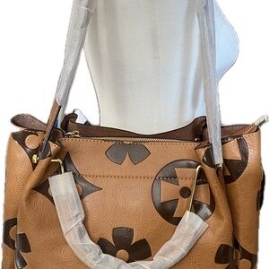 Brown Floral Patterned Women's Bag
